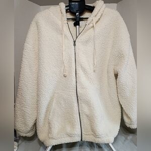 American Eagle Outfitters Cream Sherpa Jacket
